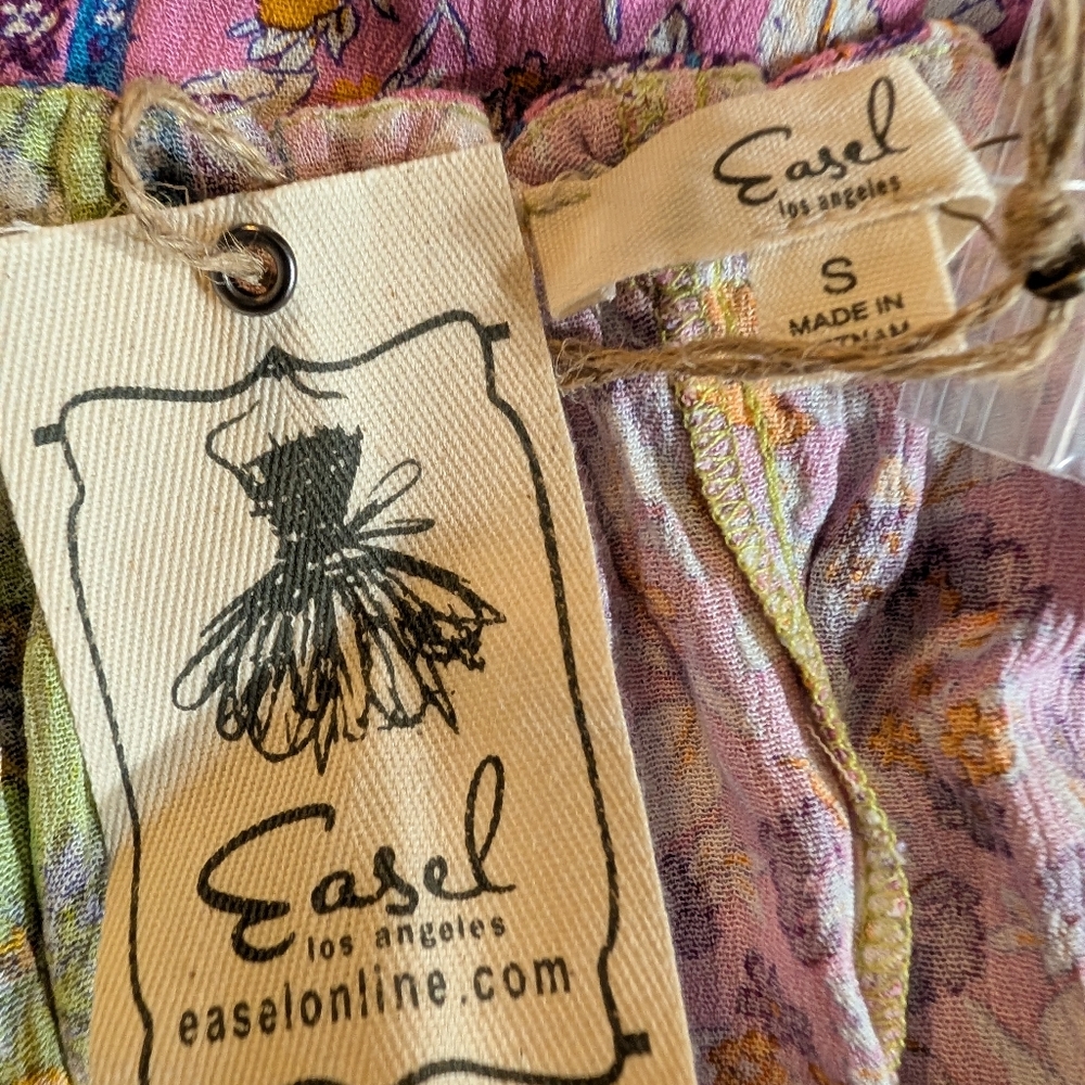 Easel Los Angeles Boho Floral Stripe Jumpsuit, Removable Straps, Festival Small - Picture 11 of 11
